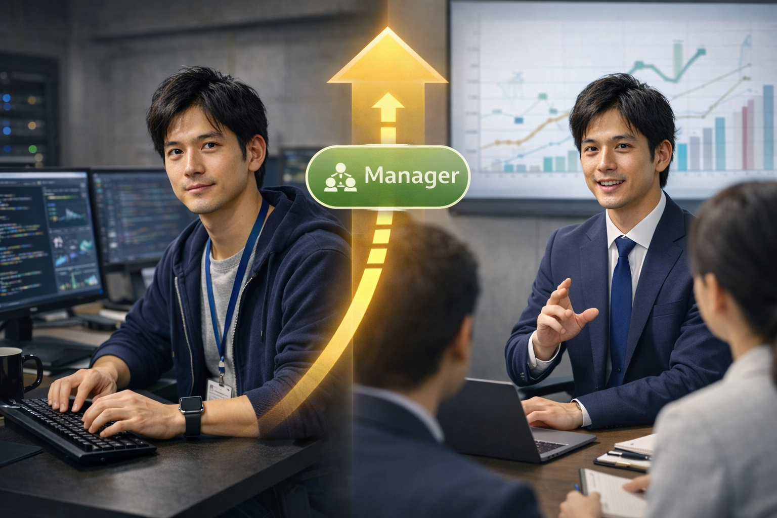 エンジニアからマネジメントへ転換するイメージ