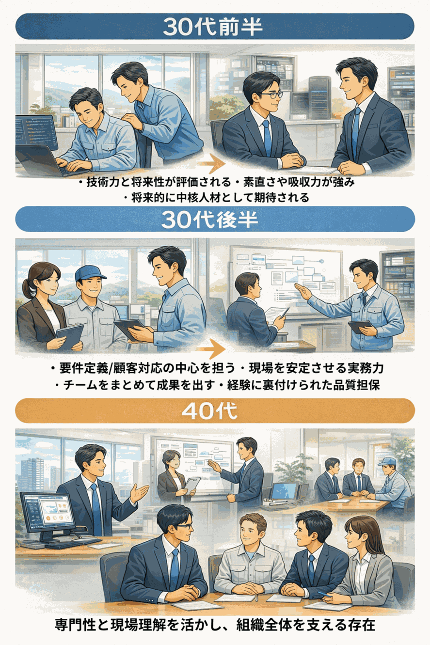 年齢別キャリアパスのイメージ図